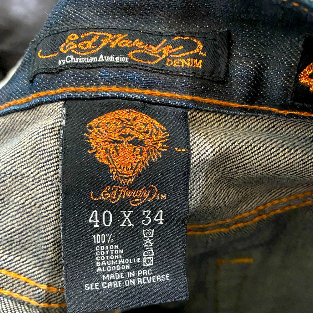 Mens Ed Hardy Jeans Distressed Size 40x34